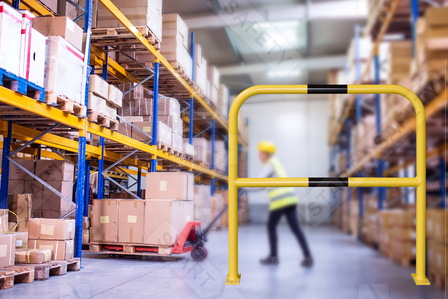 Steel Hoop Barrier In Warehouse Environment