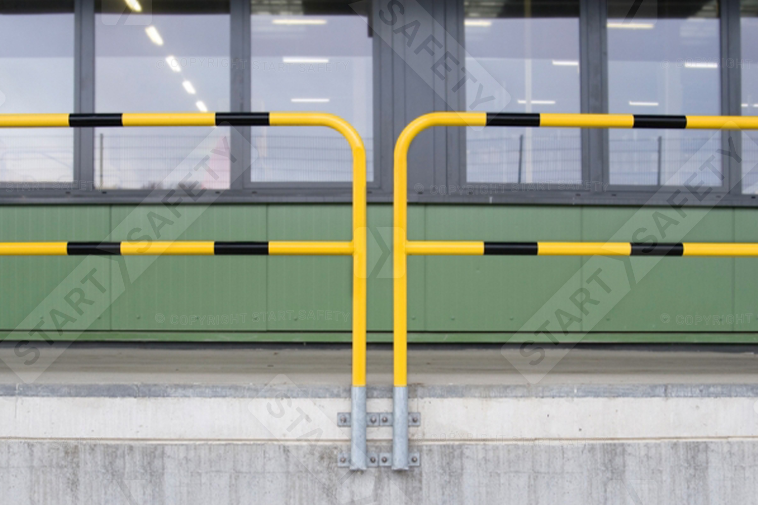 Steel Hoop Traffic Line guards installed on loading bay 