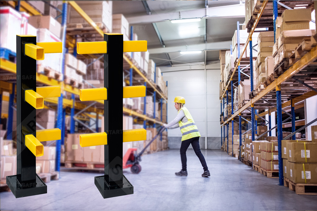 Hybrid Flexible Impact Protection Post In Warehouse Environment