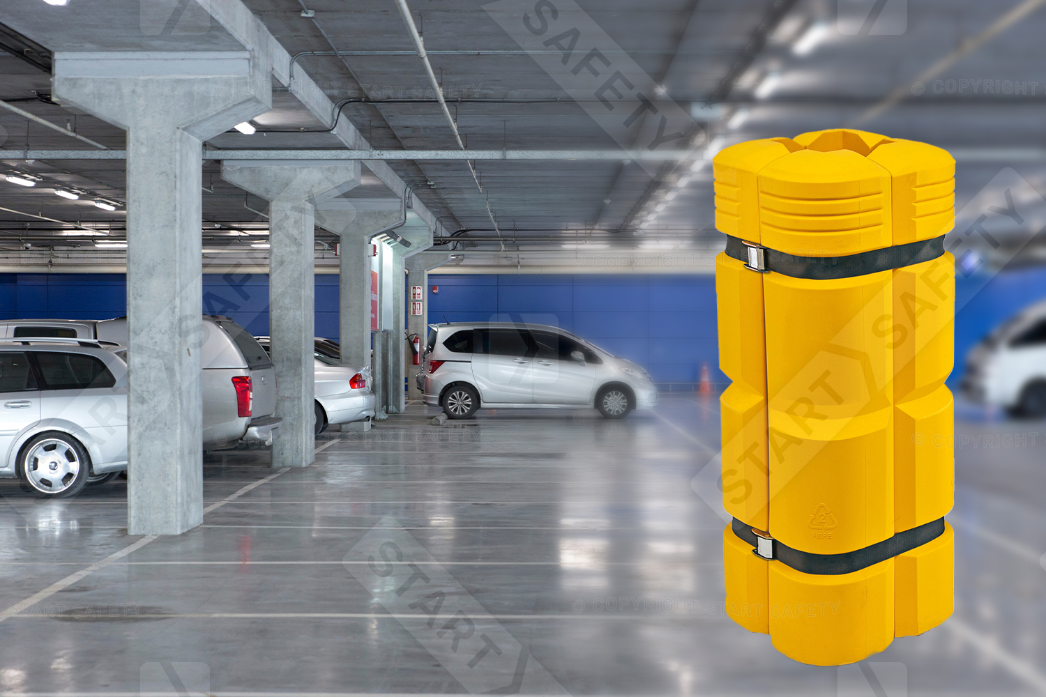 Plastic Column Protector In Car Park Environemnt
