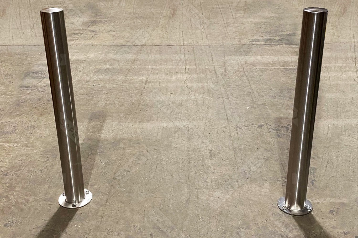 stainless steel bollards installed into concrete