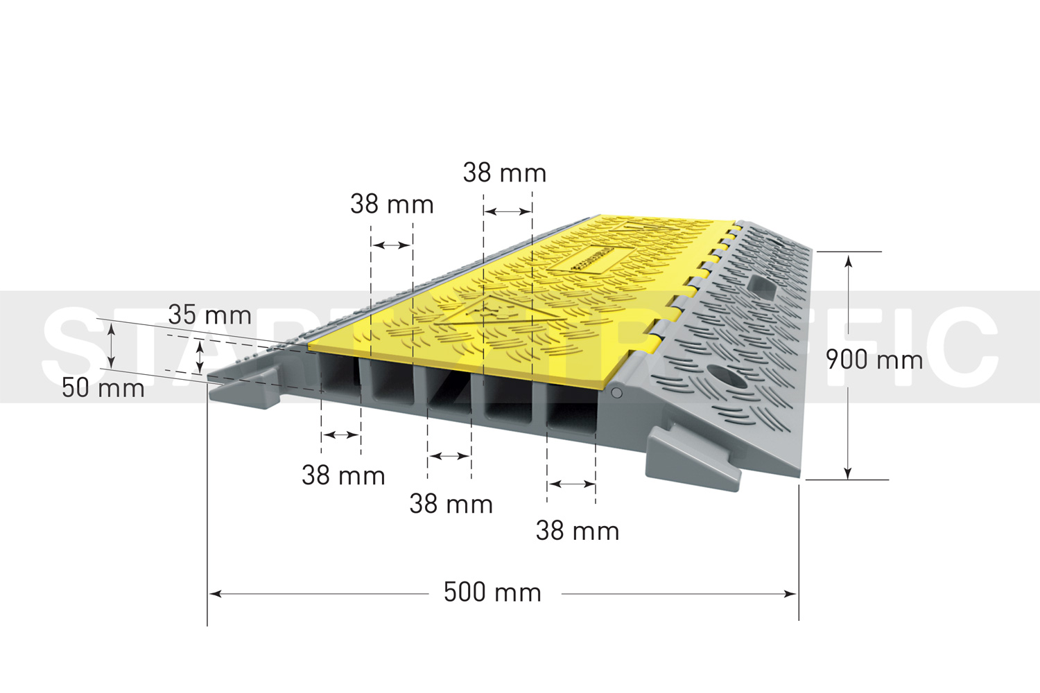 Heavy Duty 5 channel Cable Ramp Dimensions
