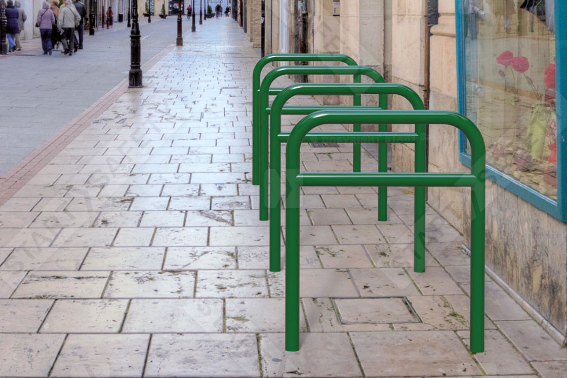 Reinforced Painted Sheffield Bike Stand Installed