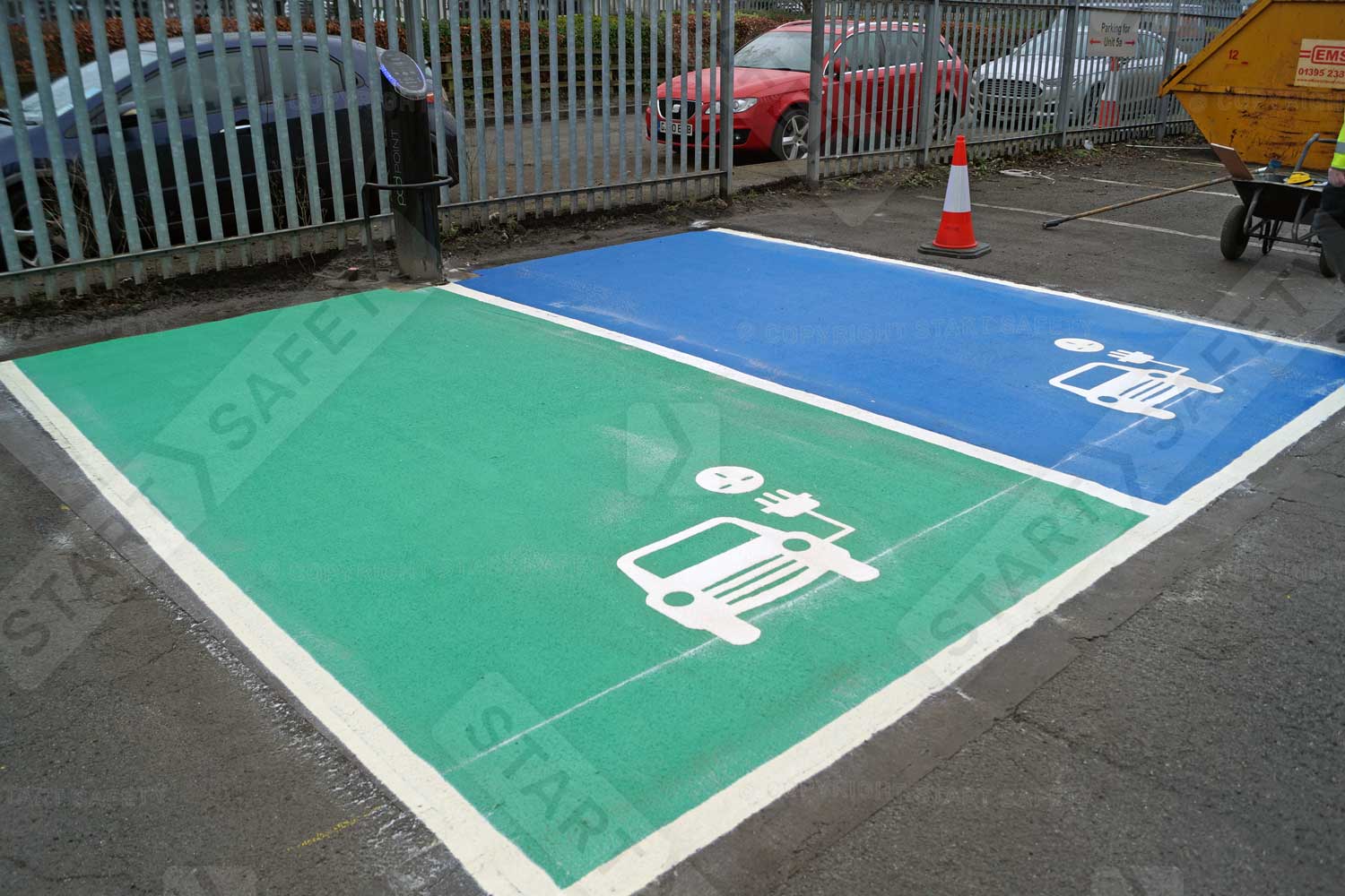 EV Parking Spaces With Anti Slip MMA Paint Applied