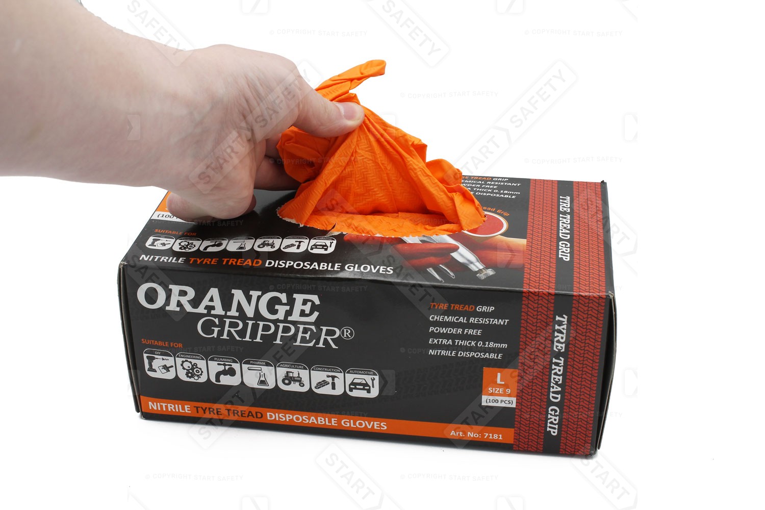 A Pack Of SW Orange Gripper Gloves Contains 50 Pairs Of High Traction Gloves