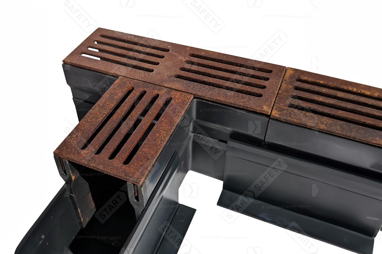 Installation of a Alusthetic Threshold Drainage Channel Connection in Corten Steel