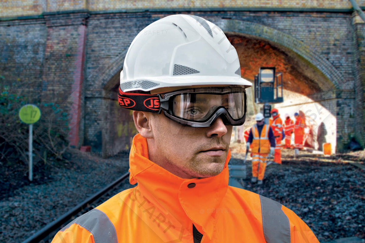 Railway Worker Wearing Safety Goggles