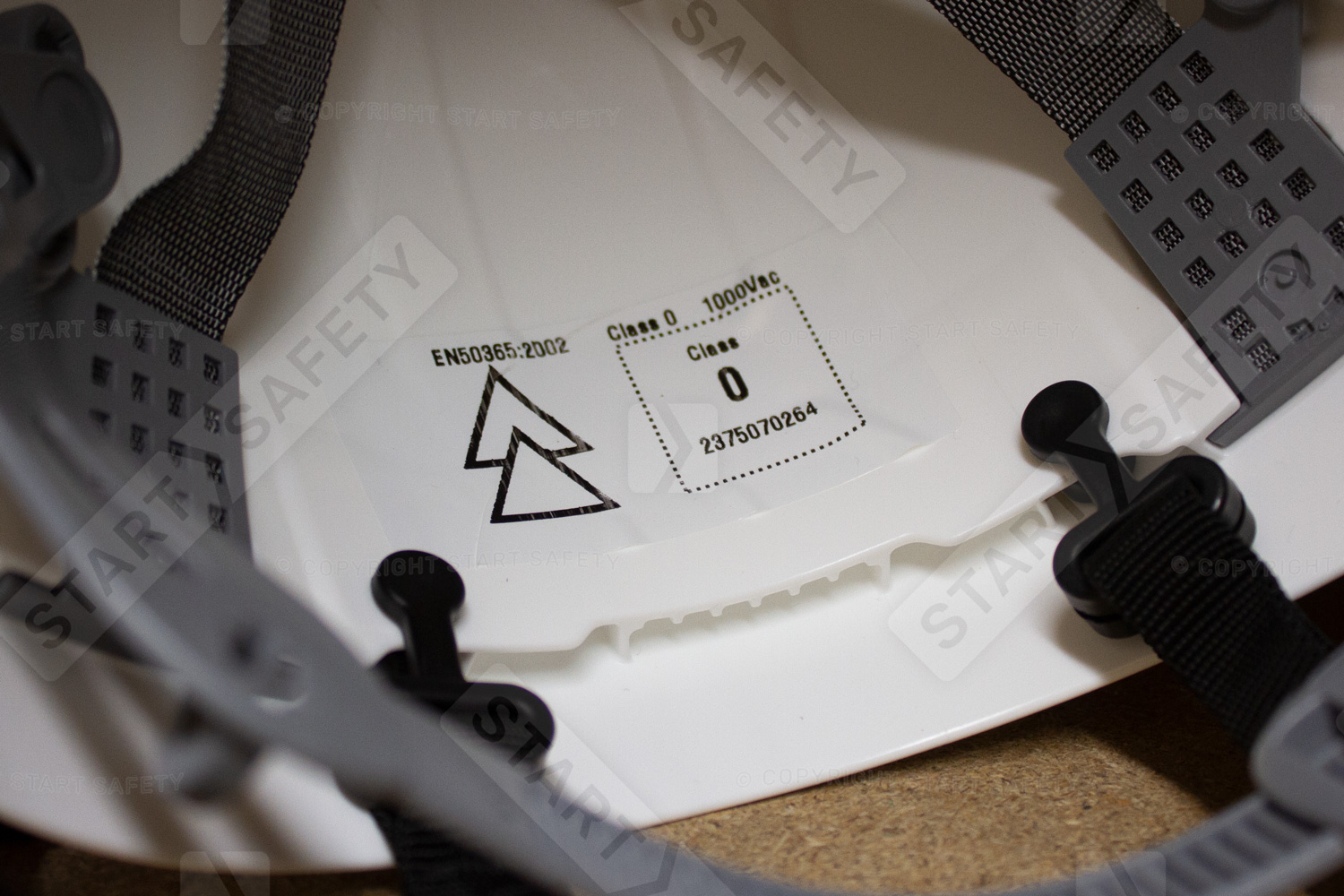 EN50365 Label On Linesman Helmet