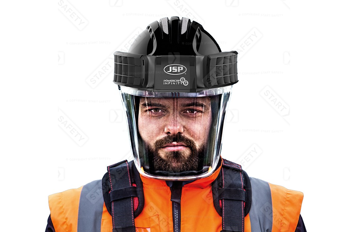 Worker With Facial Hair Wearing A Powered Air Respirator