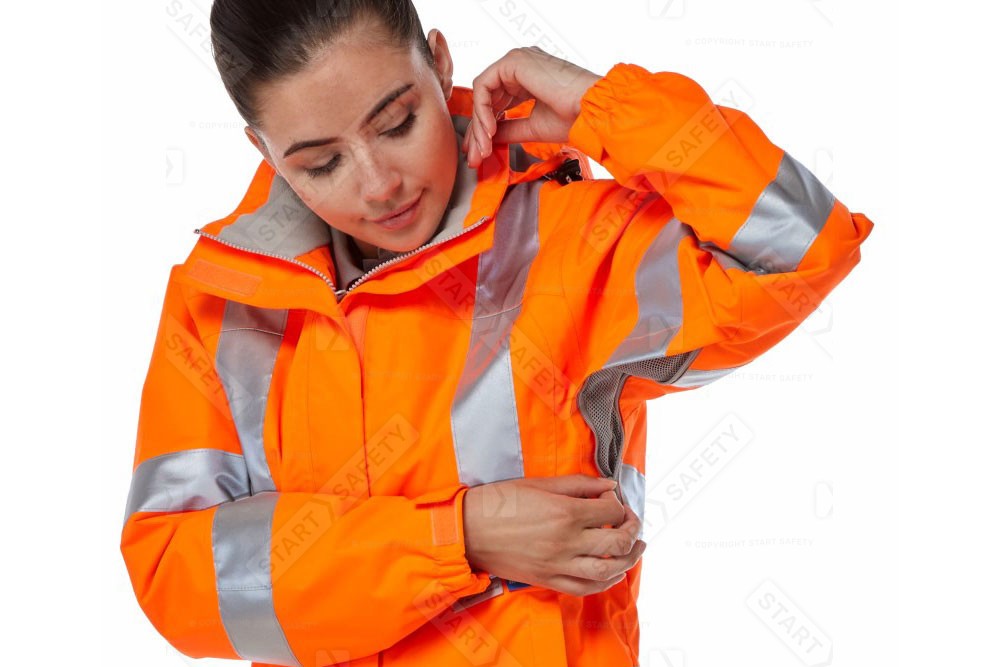 Ventilated Under Arms On Ladies Hi-vis Bomber Jacket