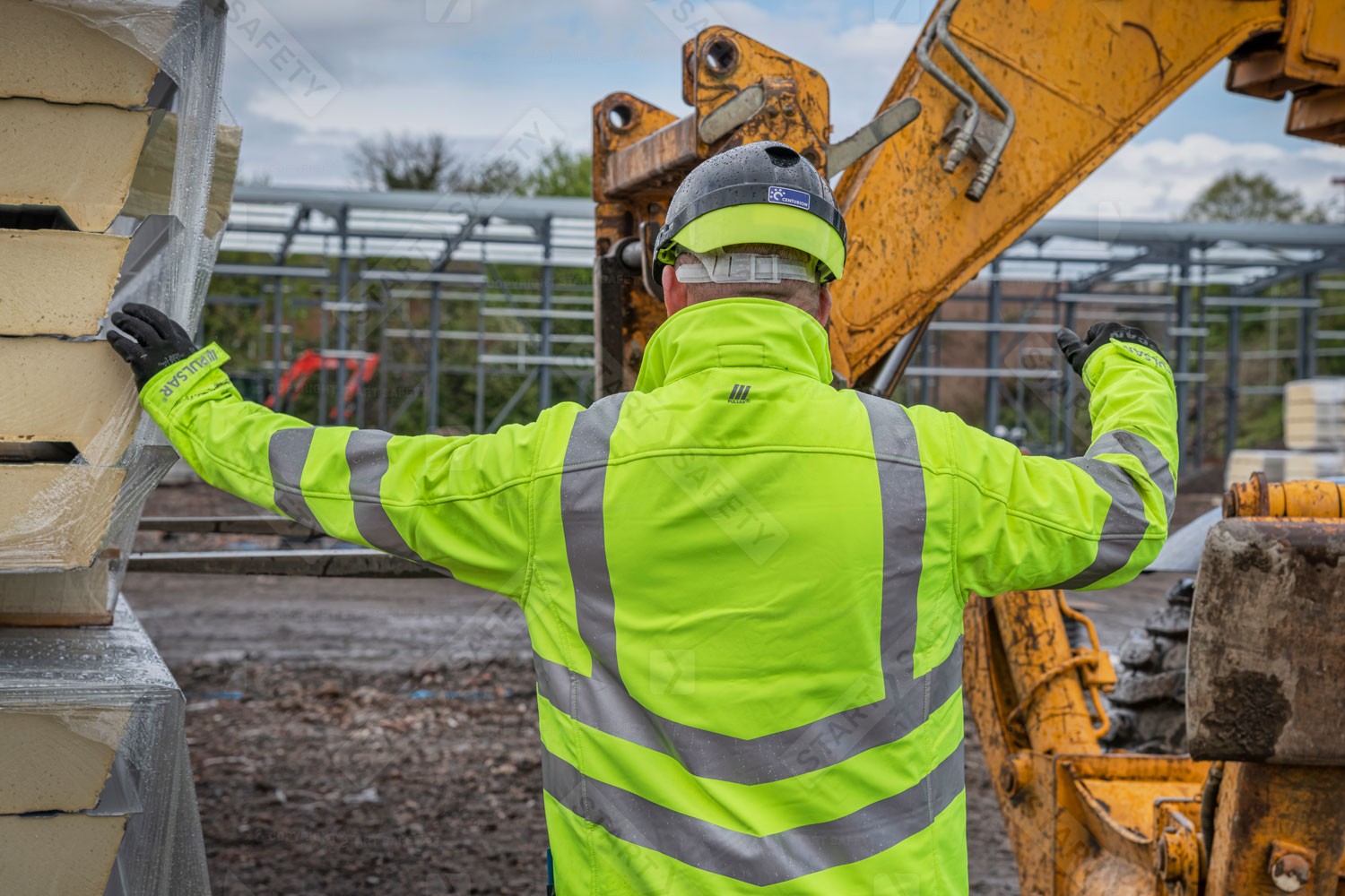 Hi Vis Soft Shell Jacket In Use Outdoors