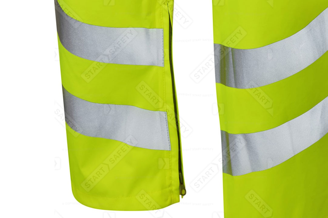 Zipper Ankle Gussets On Waterproof Hi Vis Overtrousers