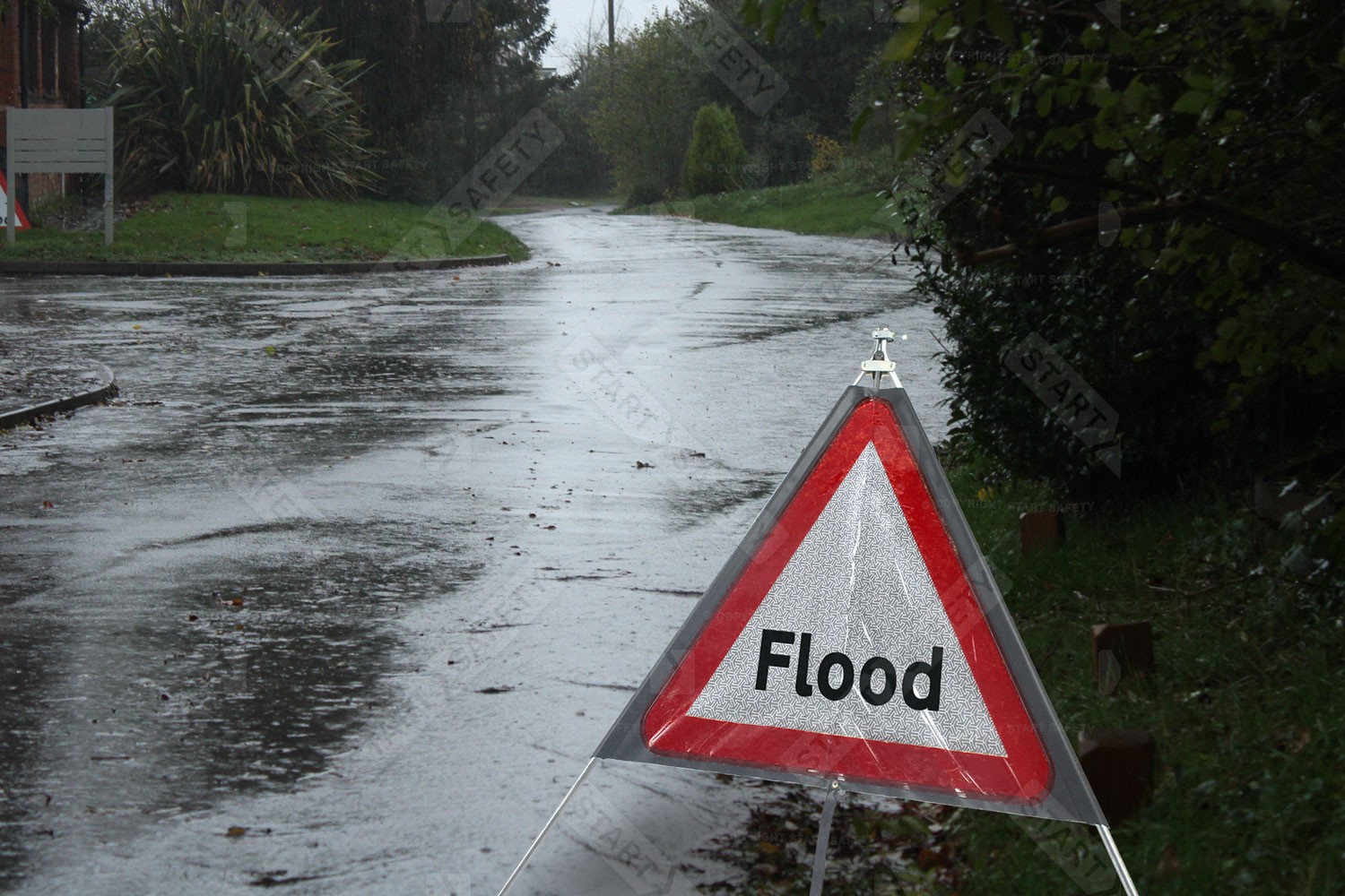 Classic Flood Roll-up Sign Used On Flooded Road
