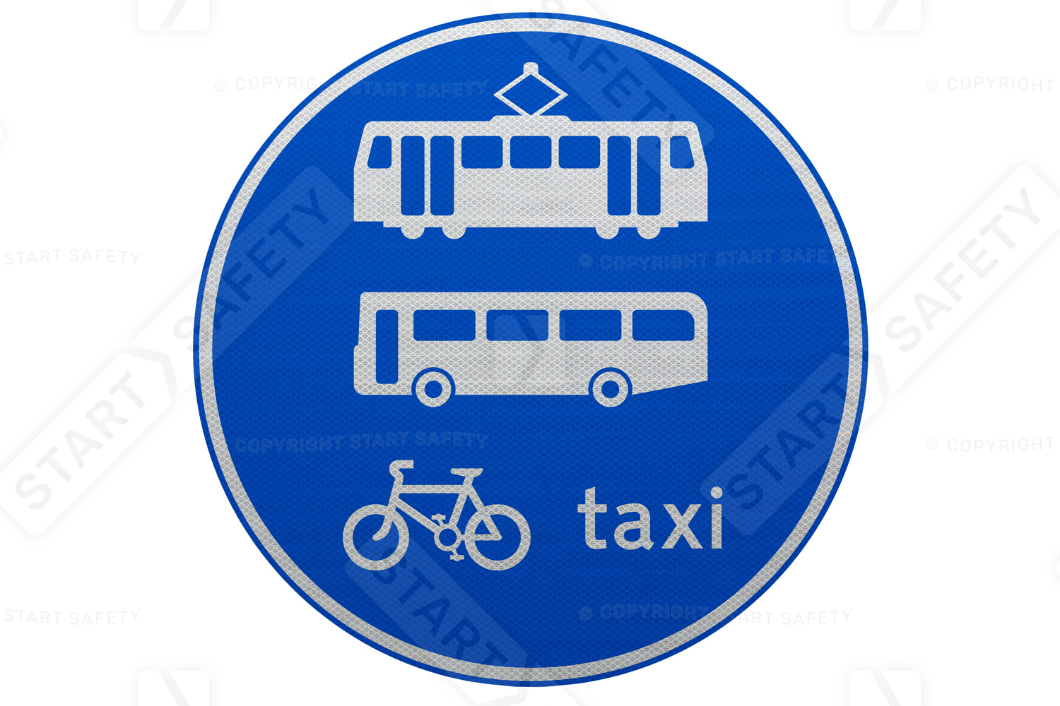 Tramcars, Buses, Cycles and Taxis Only Sign Post Mounted Sign 