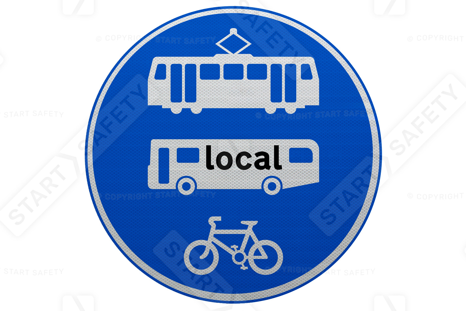  Tramcars, Local Buses and Bikes Only Post Mounted Sign 