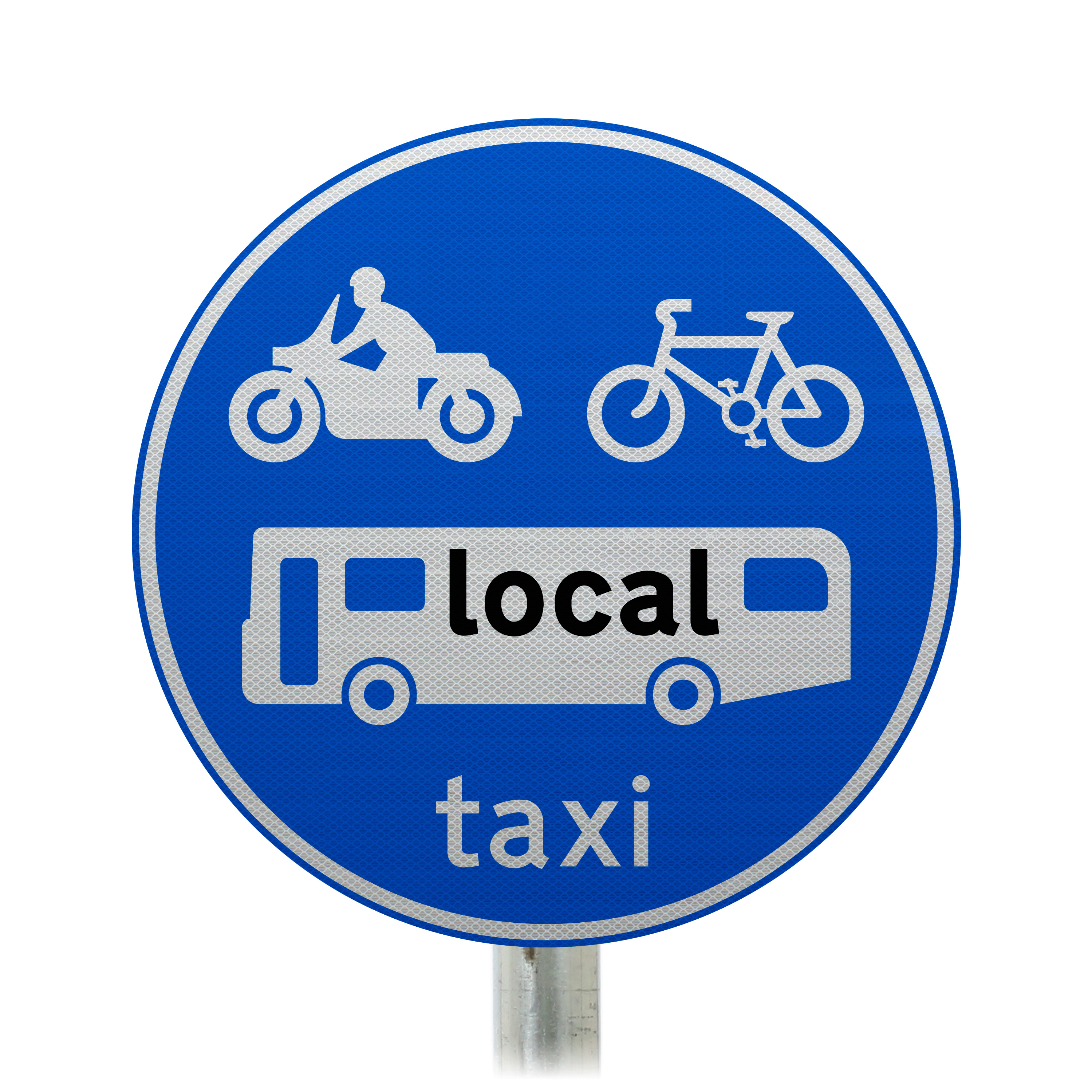 Local Buses, Cycles, Motorcycles and Taxis Only Post Mounted Sign 