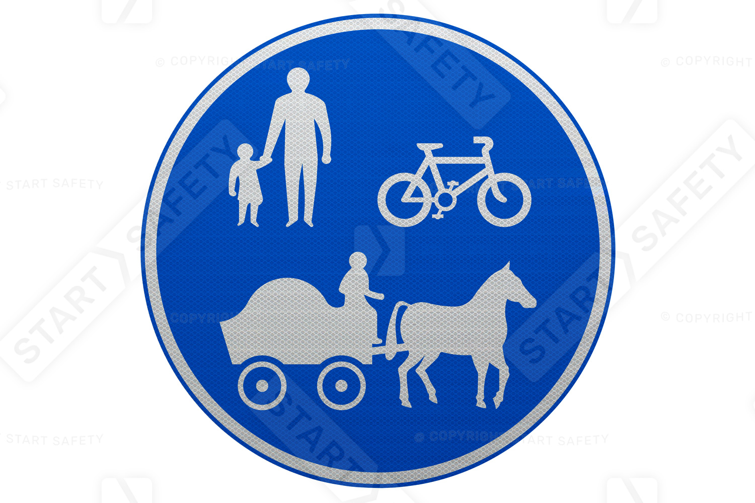 Cycles, carriages and pedestrians only Post Mounted Sign 