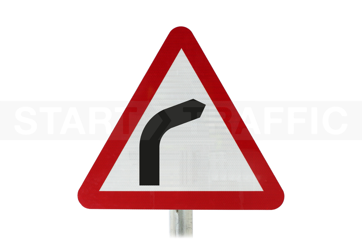 Bend Ahead To the Left Post Mounted