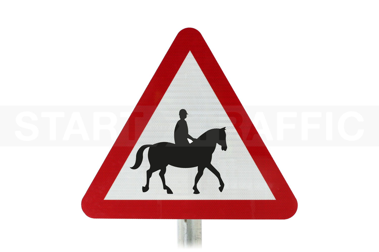 Ridden horses likely in road ahead Post Mount sign