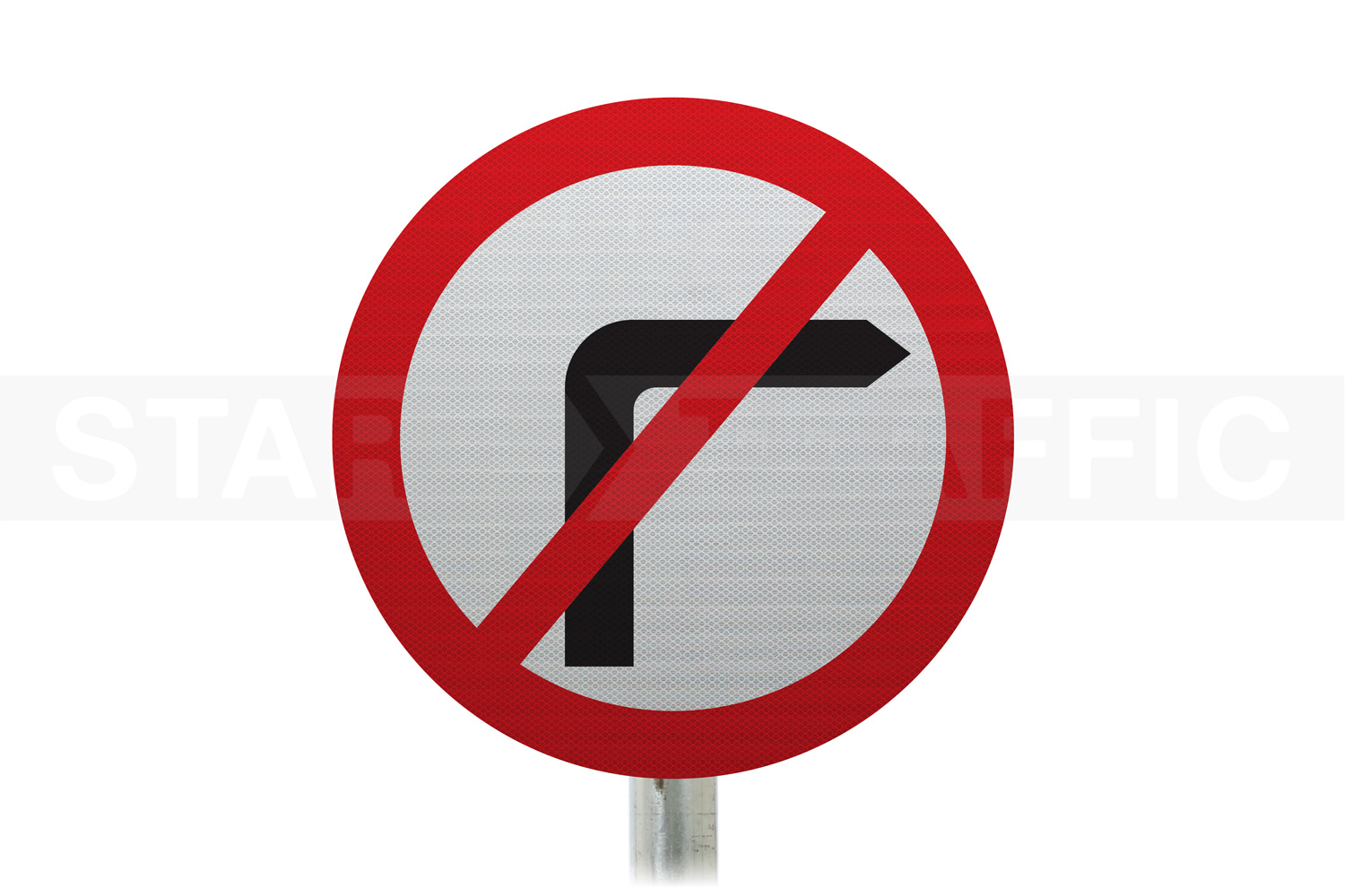 no right turn Ahead Post Mounted Sign 