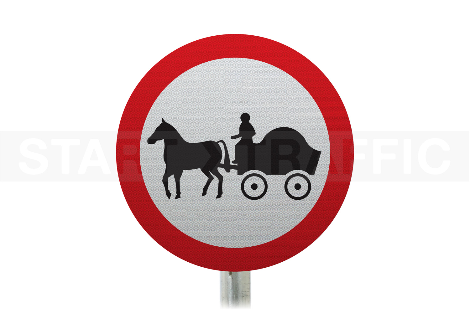 horse drawn vehicles Prohibited Post Mounted Sign 