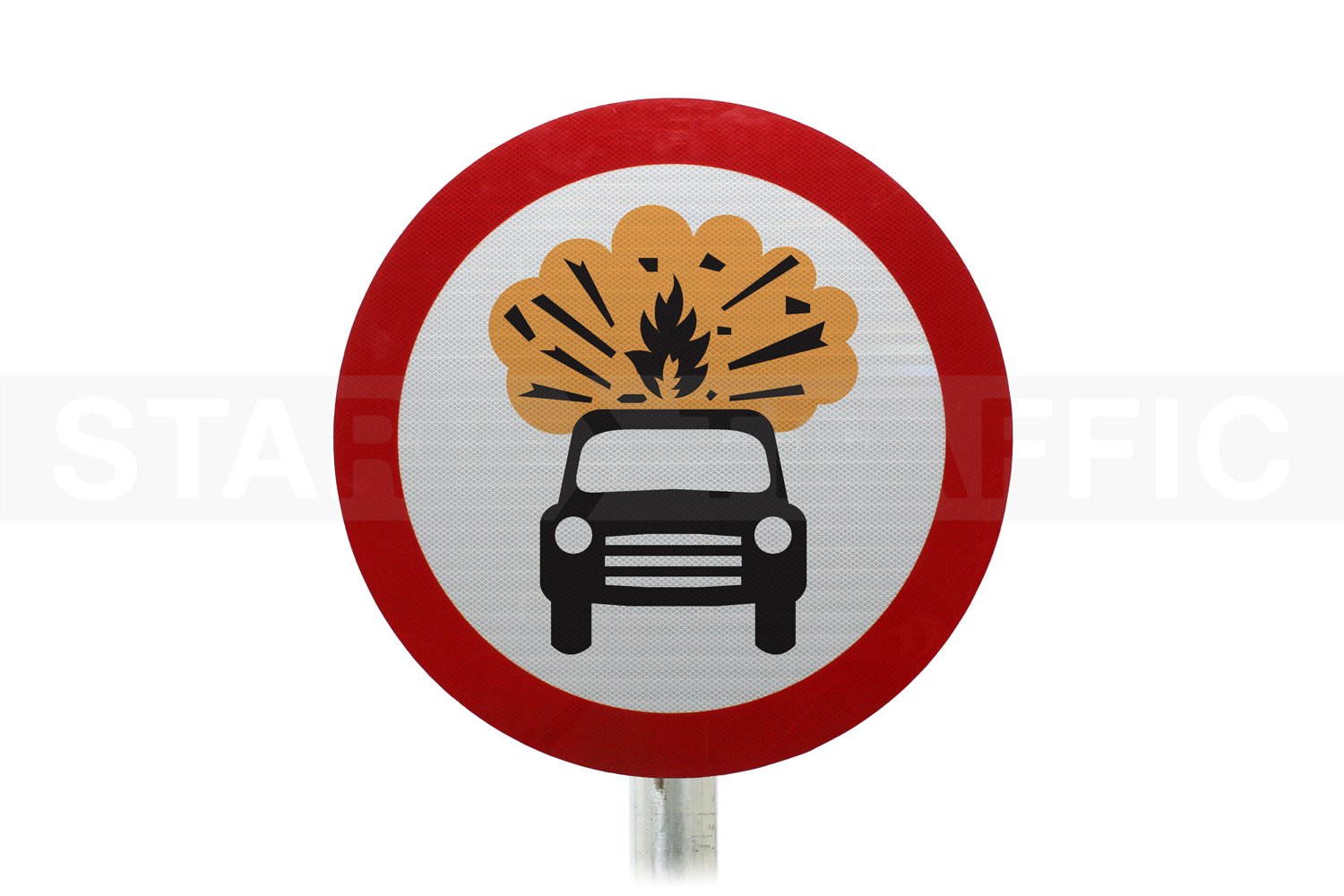 vehicles carrying explosives Prohibited Post Mounted Sign 