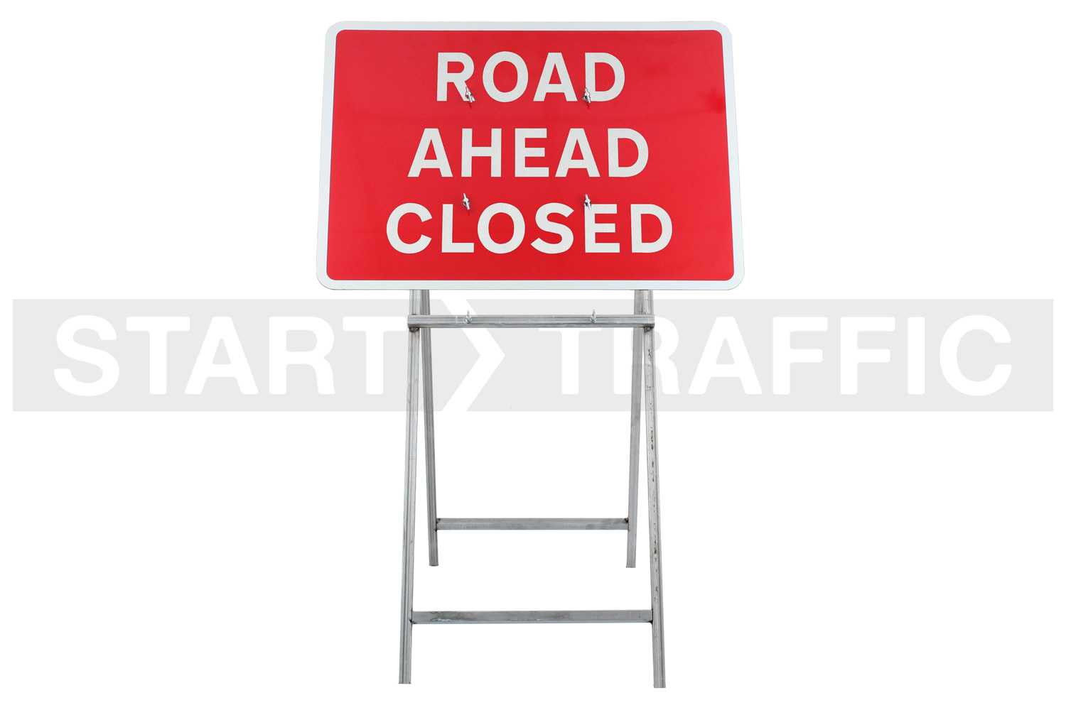 Road Ahead Closed Sign Mounted on Quick-Fit Mini Frame