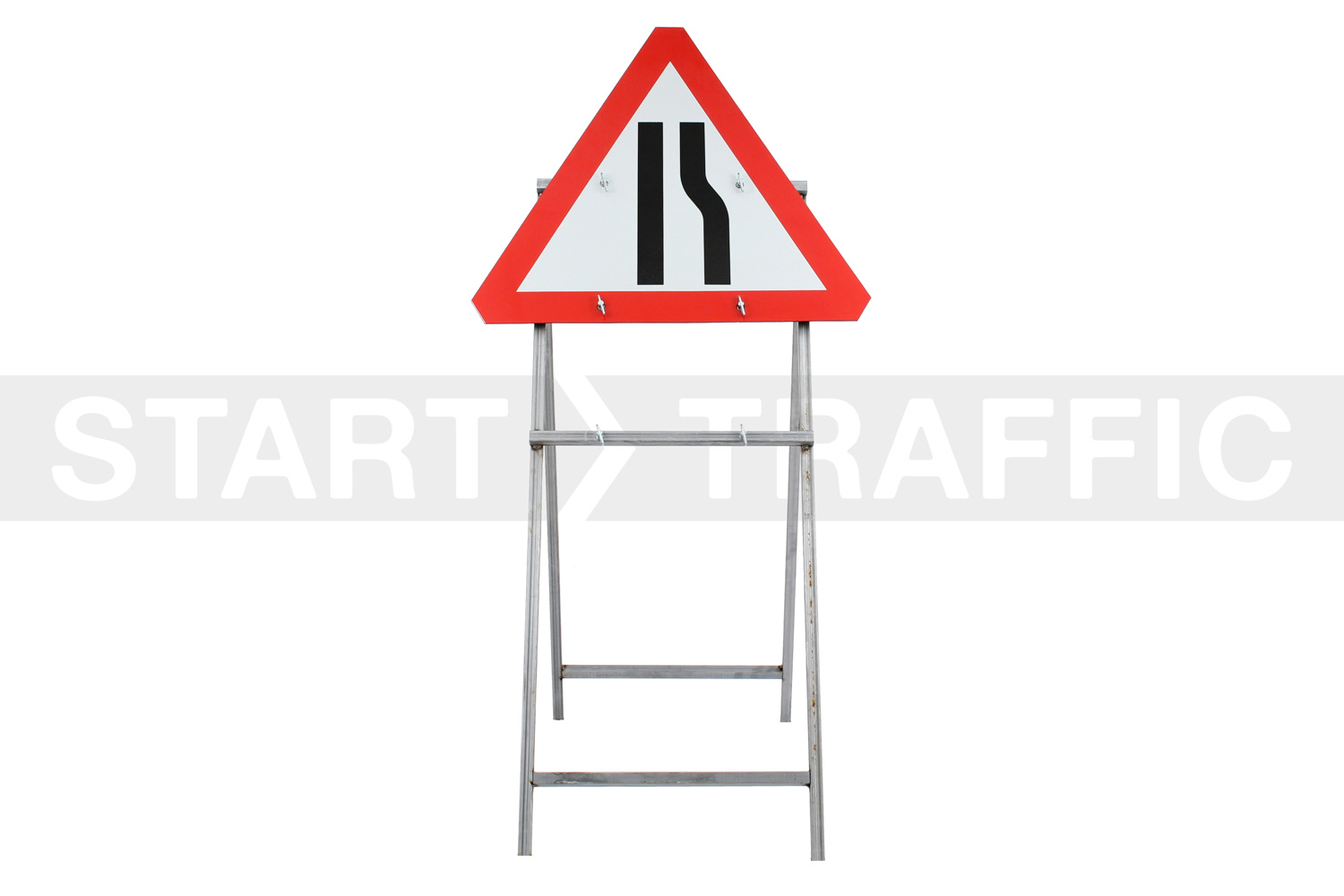Road Narrows Right Sign in Frame