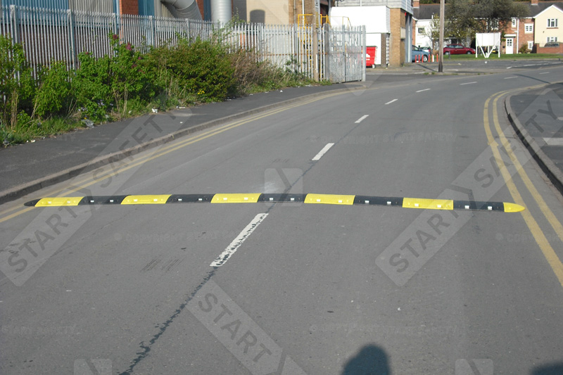 Speed Bump Kit Installed On A Industrial Estate