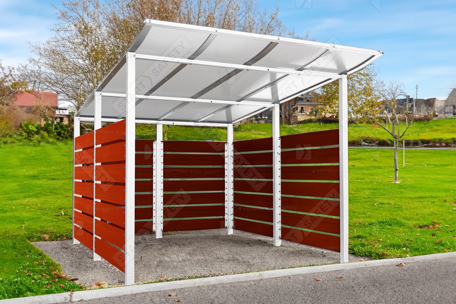 Large Procty Modulo Bin Shelter In White Installed in FResidential Area