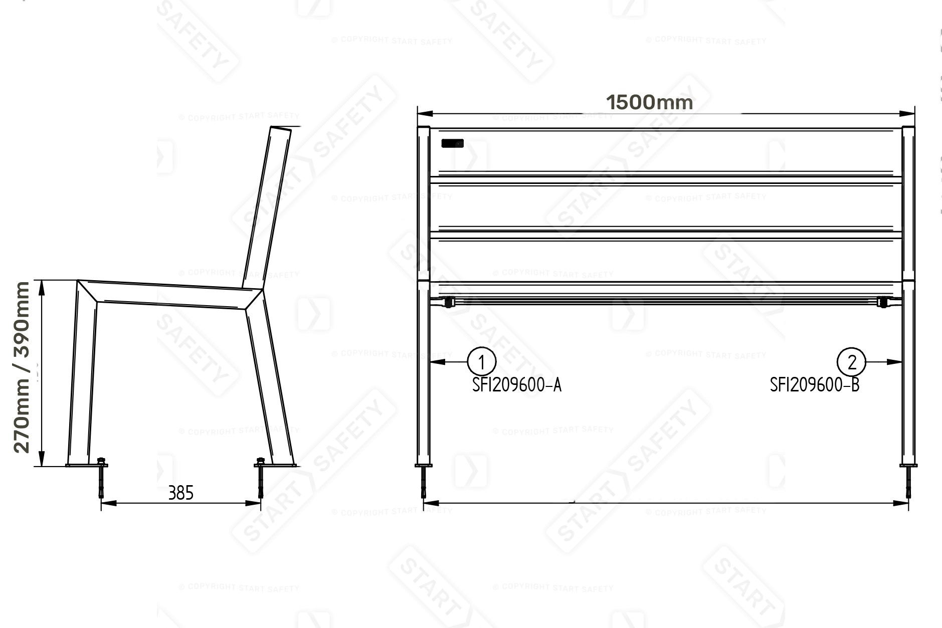 Procity Silaos Junior Bench For Primary School Students Installation Diagram
