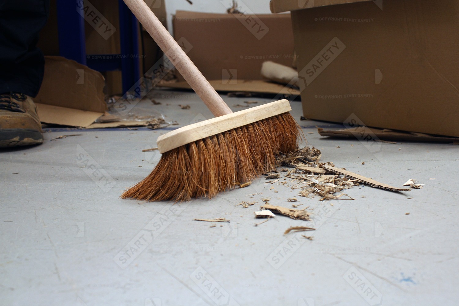 soft Sweeping Broom Being Used In Warehouse