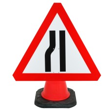 Road Narrows Left Cone Sign 750mm (Cone Sold Separately)