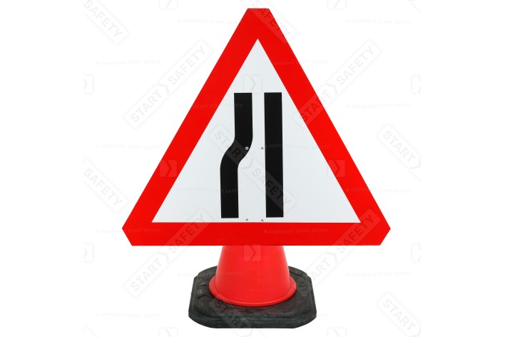 Road Narrows Left Cone Sign 517 750mm (Cone Sold Separately)