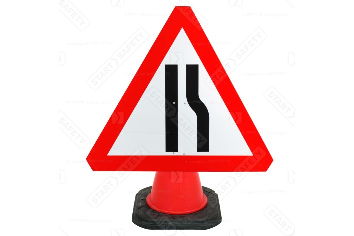 Road Narrows Right Cone Sign 517 750mm (Cone Sold Separately)