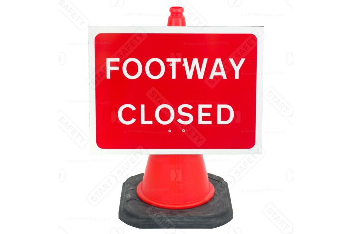 'Footway Closed' Cone Sign - Cone Sold Separately