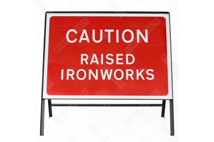 Caution Raised Ironworks Sign - Zintec Metal Sign Face | 1050x750mm