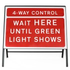 4-Way Control Wait HERE Until Green Light Shows Sign - Zintec Metal Sign Dia 7011.1 Face