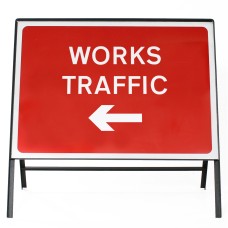 Works Traffic Left Arrow Sign - Zintec Metal Sign Face | 1050x750mm