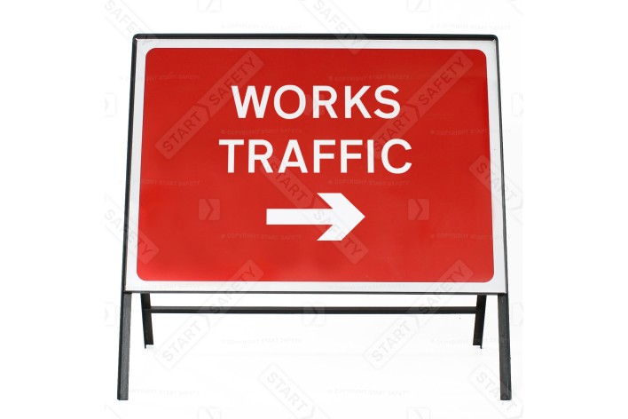 Works Traffic Right Arrow Sign - Zintec Metal Sign Face | 1050x750mm