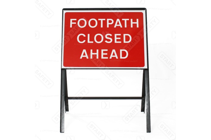 Footpath Closed Ahead Sign - Zintec Metal Sign Face | 600x450mm
