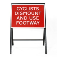 Cyclists Dismount and Use Footway Sign - Zintec Metal Sign Face | 600x450mm