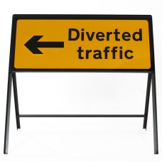 Diverted Traffic Left Sign - Zintec Metal Sign Dia 2703 Face | 1050x450mm
