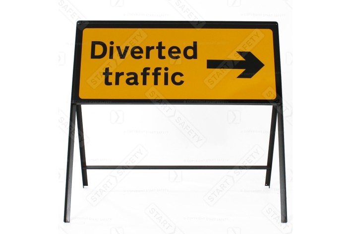 Diverted Traffic Right Sign - Zintec Metal Sign Dia 2703 Face | 1050x450mm