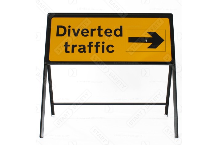 Diverted Traffic Sign With Rotating Arrow - Zintec Metal Sign Dia 2703 Face | 1050x450mm
