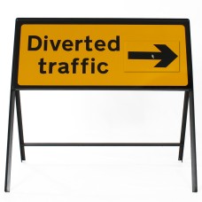 Diverted Traffic Sign With Rotating Arrow - Zintec Metal Sign Dia 2703 Face | 1050x450mm