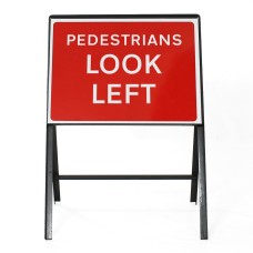 Pedestrians Look Left Sign - Zintec Metal Sign Face | 7017 | 600x450mm
