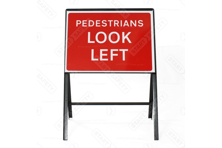 Pedestrians Look Left Metal Sign Face