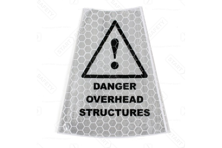 'Danger Overhead Structures' White Reflective Cone Sleeves