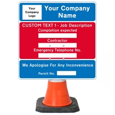 Dry Wipe Custom Information Cone Sign 750x750mm - Face Only